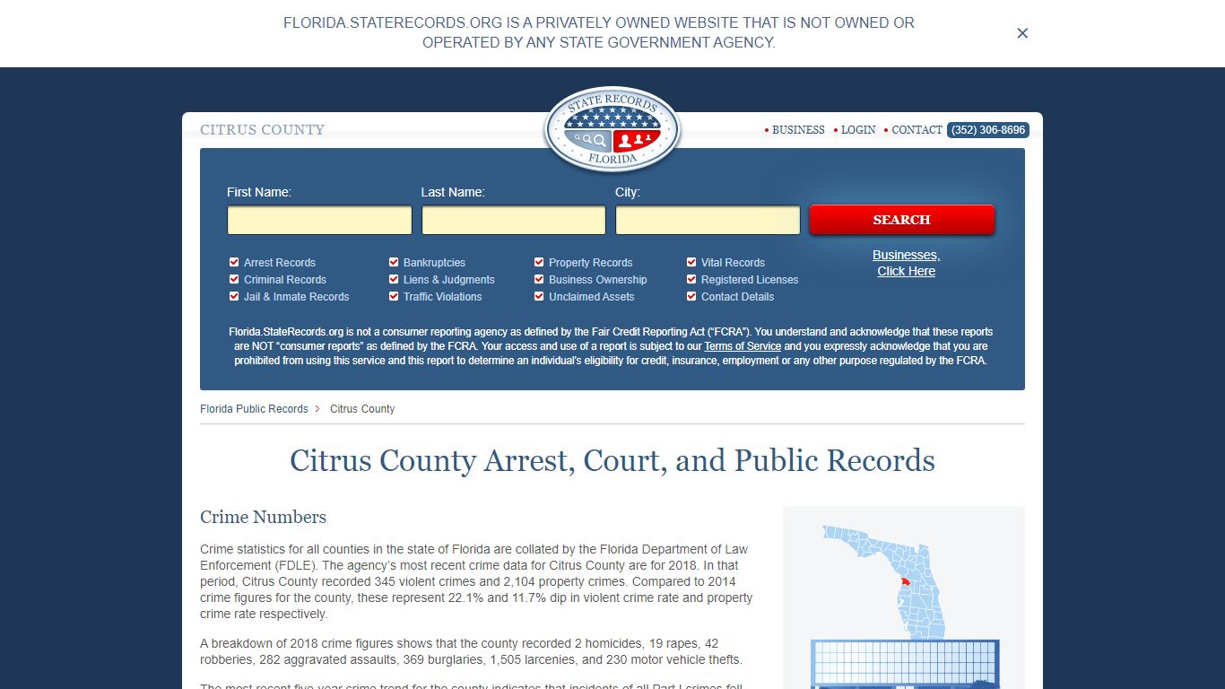 Citrus County Arrest, Court, and Public Records